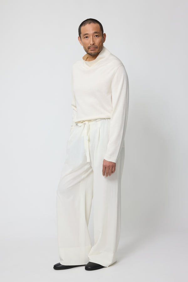 Stòffa Mock Neck (Ivory Wool Silk)