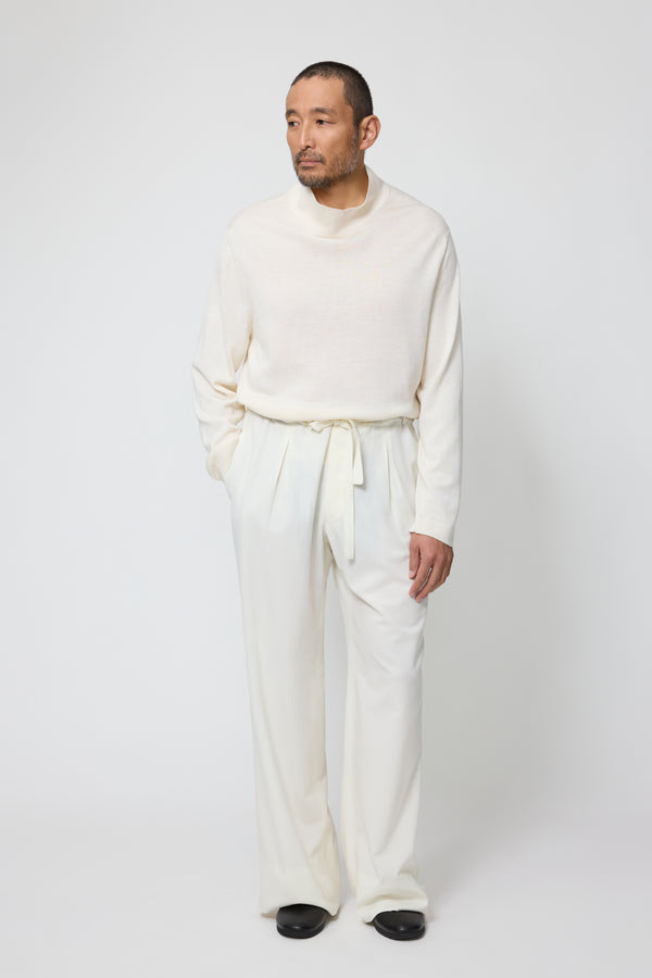 stòffa Mock Neck (Ivory Wool Silk)