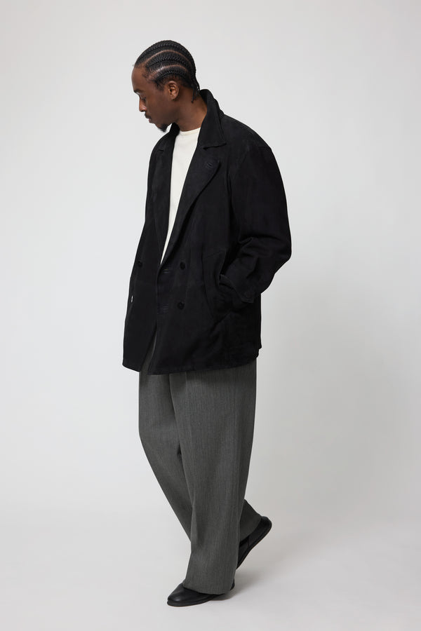 Stòffa Pea Coat (Black Lamb Suede)