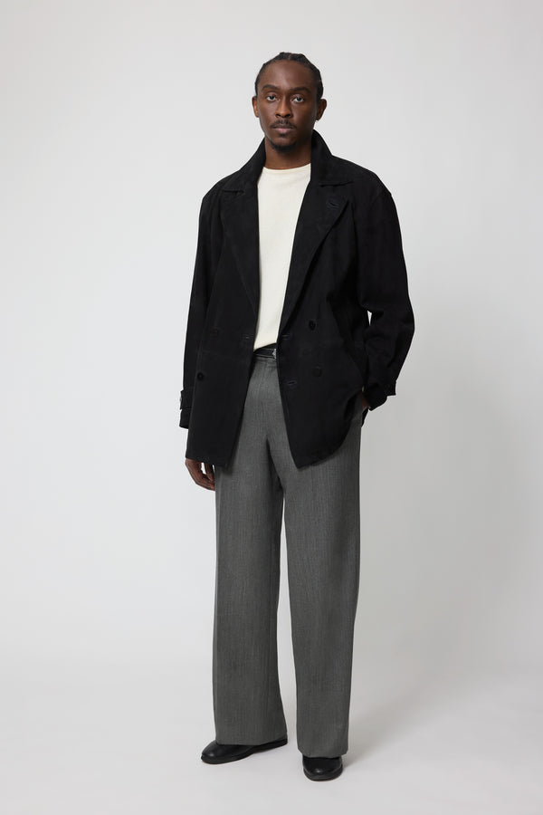 stòffa Pea Coat (Black Lamb Suede)