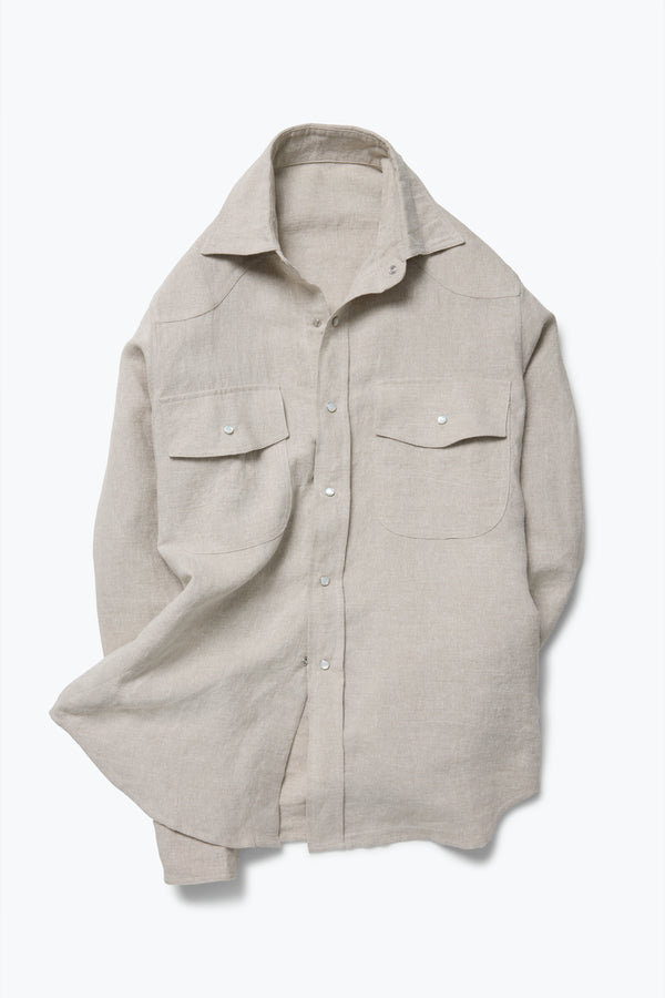 Stòffa Wave Shirt (Taupe Linen Silk Slub)