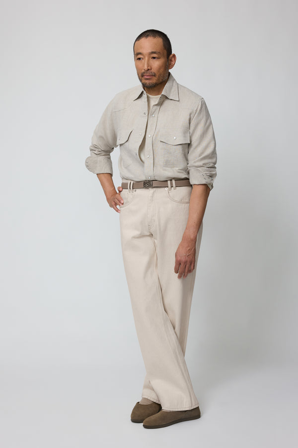 stòffa Wave Shirt (Taupe Linen Silk Slub)