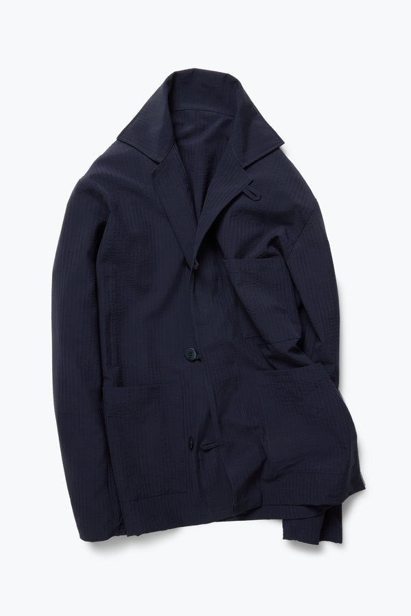 Stòffa Work Jacket (Navy Wool Seersucker)