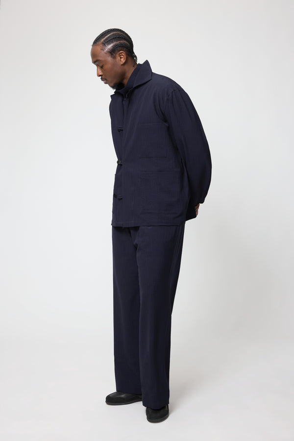Stòffa Work Jacket (Navy Wool Seersucker)