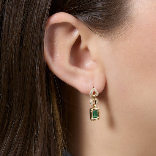 Stone And Strand Classic Pave Emerald Drop Earrings