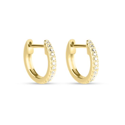 stone and strand Dainty White Diamond Pave Huggie Earrings