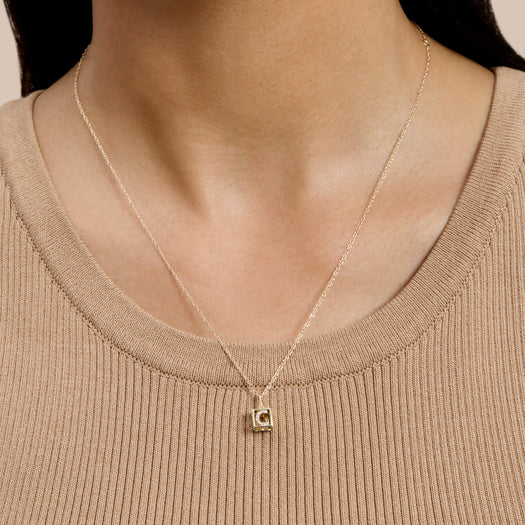 Stone And Strand Diamond Baby Block Initial Necklace