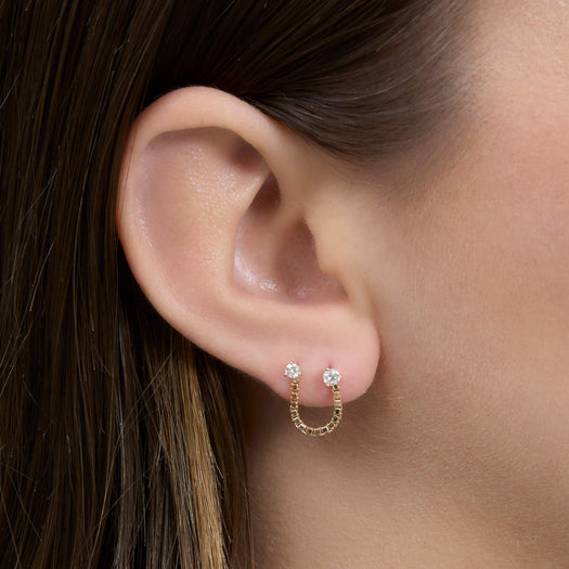 Stone And Strand Diamond Block Chain Double Stud Earring