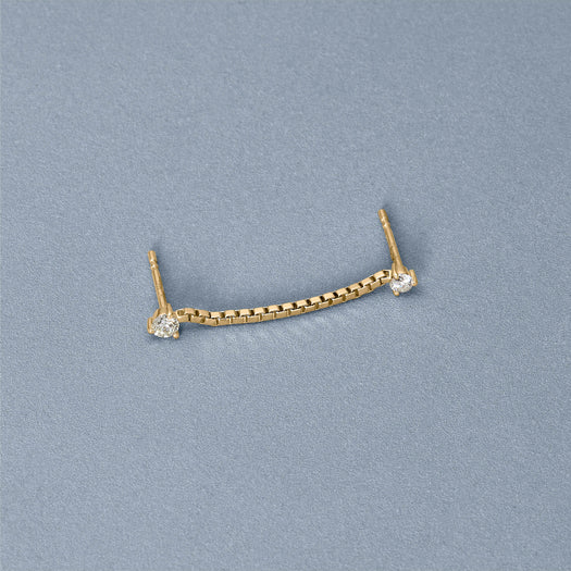 Stone And Strand Diamond Block Chain Double Stud Earring