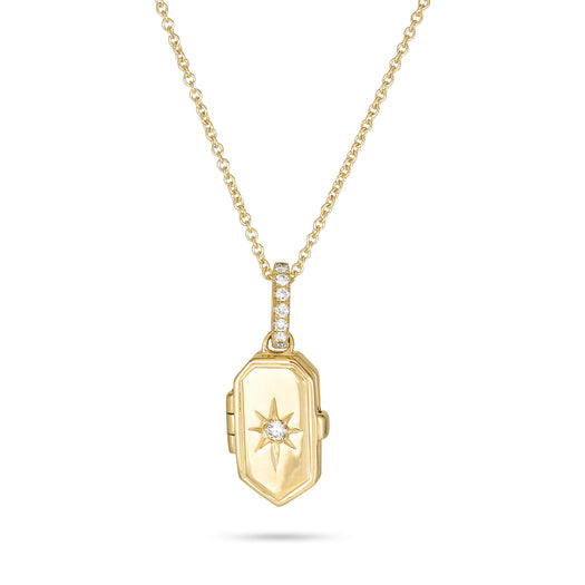 stone and strand Diamond Northern Star Locket Necklace