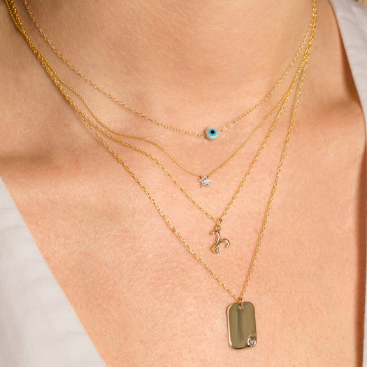 Stone And Strand Dog Tag With Teeny Diamond Pendant