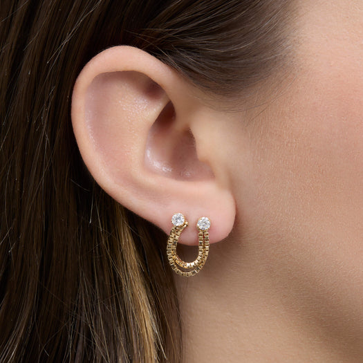 Stone And Strand Double Block Chain Connector Earring