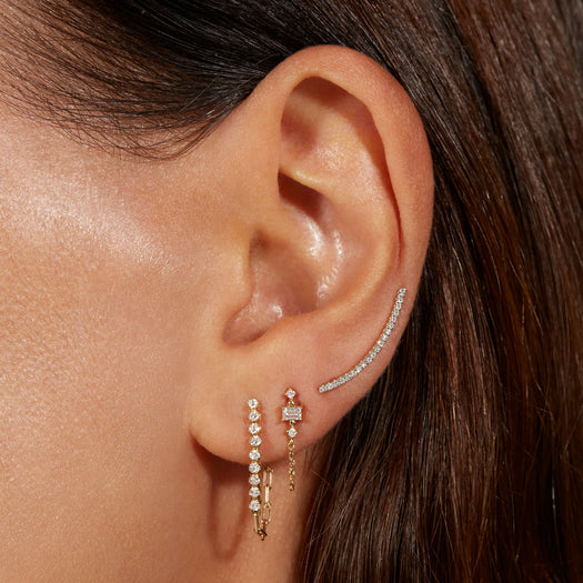 Stone And Strand Drop Shot Front To Back Diamond Earring