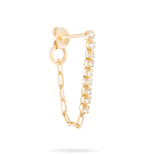 stone and strand Drop Shot Front to Back Diamond Earring