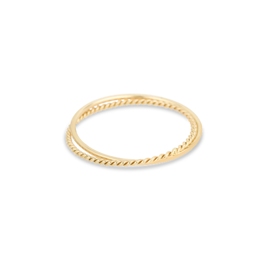 stone and strand Fine Gold Twist and Round Interlocking Band