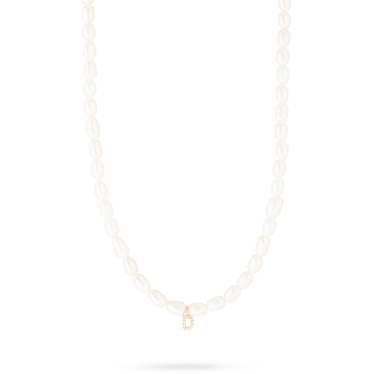 Stone And Strand Freeform Pearl Diamond Initial Necklace