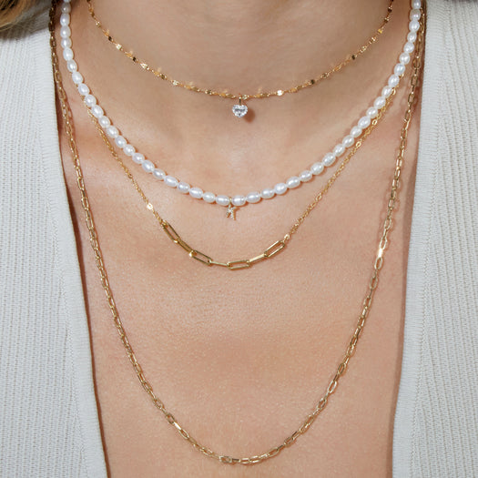 Stone And Strand Freeform Pearl Diamond Initial Necklace