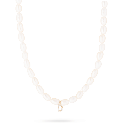 stone and strand Freeform Pearl Diamond Initial Necklace