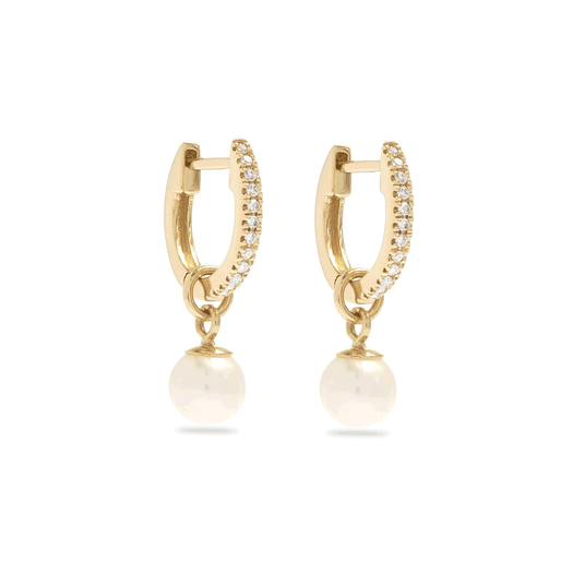 stone and strand Freshwater Droplet Pearl Pave Huggies