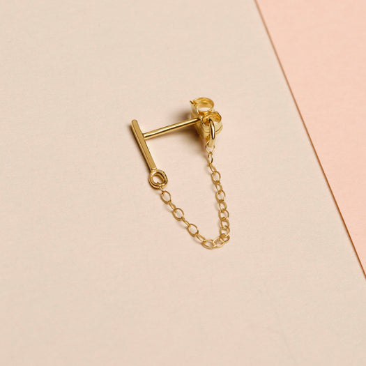 Stone And Strand Gold Bar Front To Back Chain Earring