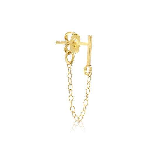 stone and strand Gold Bar Front To Back Chain Earring