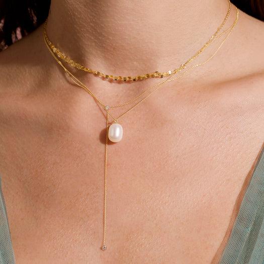 Stone And Strand Gold Sparkle Triple Chain Choker Necklace