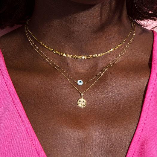 Stone And Strand Gold Sparkle Triple Chain Choker Necklace