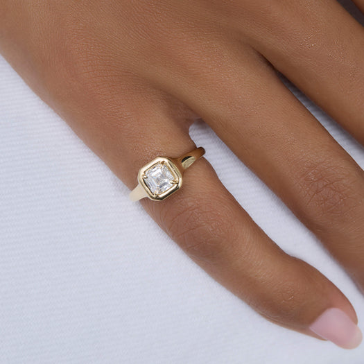 Stone And Strand LAB-Created Asscher Icon Pinky Ring
