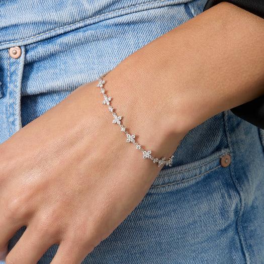 Stone And Strand LAB-Created Diamond Clover Bracelet