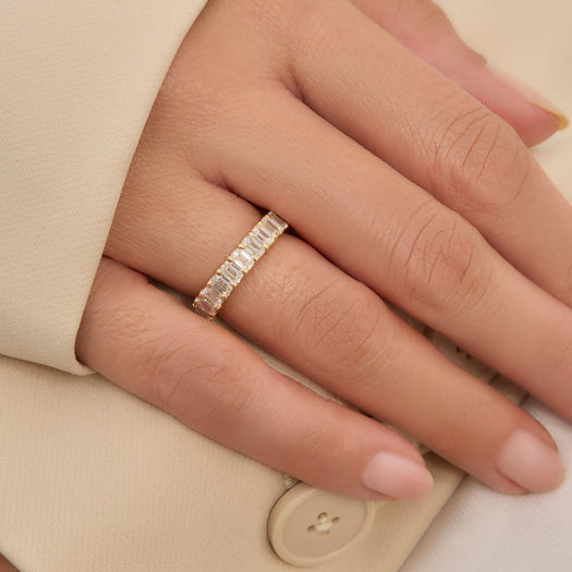 Stone And Strand LAB-Created Emerald Cut Eternity Band