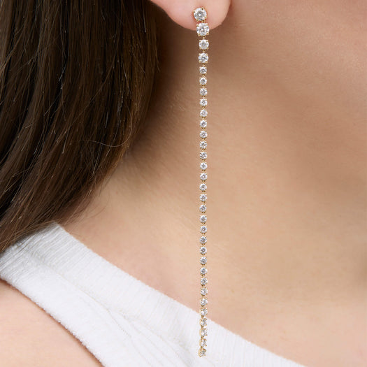 Stone And Strand LAB-Created Graduated Diamond Showstopper Earrings