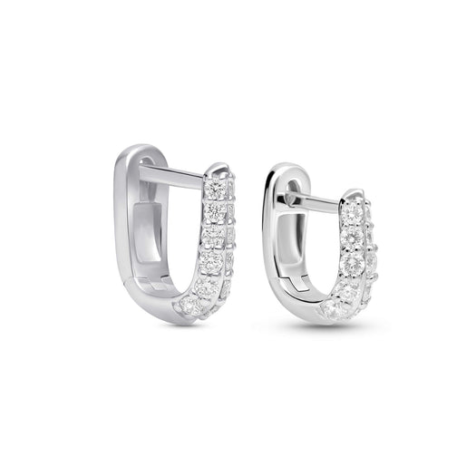 stone and strand LAB-Created Knife Edge Silver Huggies Duo Set