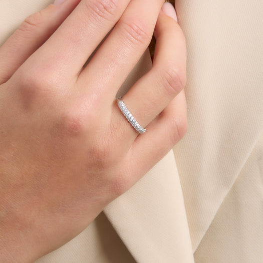 Stone And Strand LAB-Created Pave Silver Knife Edge Stacking Ring