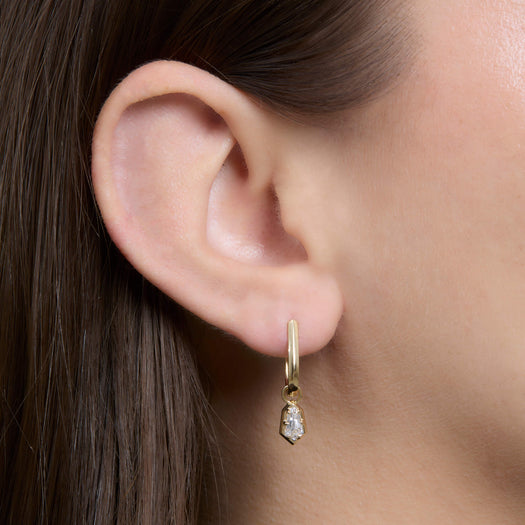 Stone And Strand LAB-Created Shield Diamond Huggies