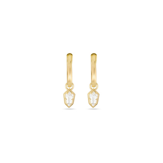 stone and strand LAB-Created Shield Diamond Huggies