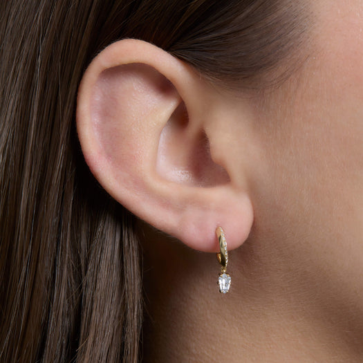 Stone And Strand LAB-Created Shield Diamond Pave Huggies