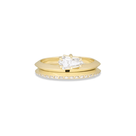 stone and strand LAB-Created Shield Diamond Ring Stack