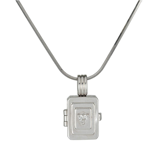 stone and strand LAB-Created Silver Beekman Heart Locket Necklace