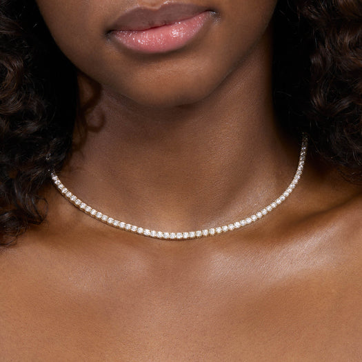 Stone And Strand LAB-Created Unflippable Tennis Necklace In Yellow Gold