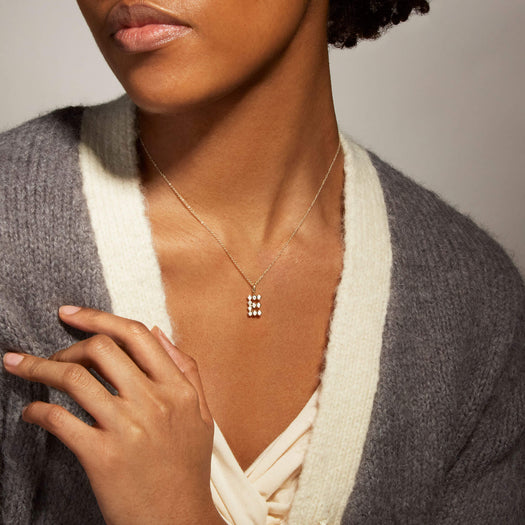 Stone And Strand Large Diamond Mochi Initial Necklace