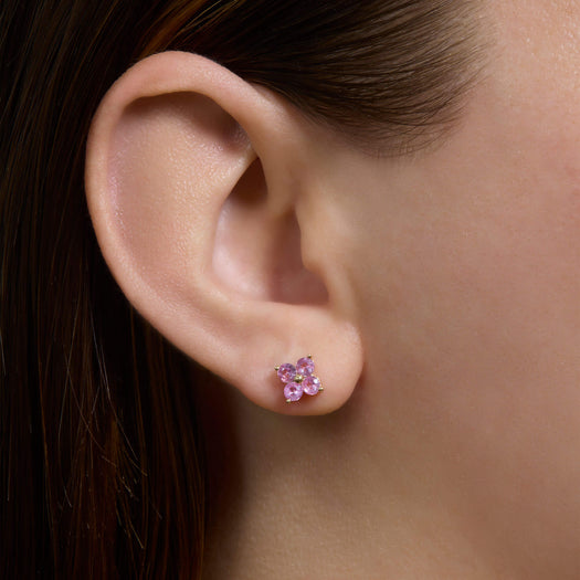 Stone And Strand Luckiest Clover Pink Sapphire Studs