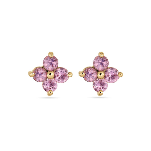 stone and strand Luckiest Clover Pink Sapphire Studs