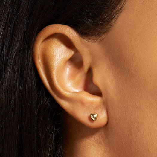 Stone And Strand Mini Gold Puff Heart Stud Earrings