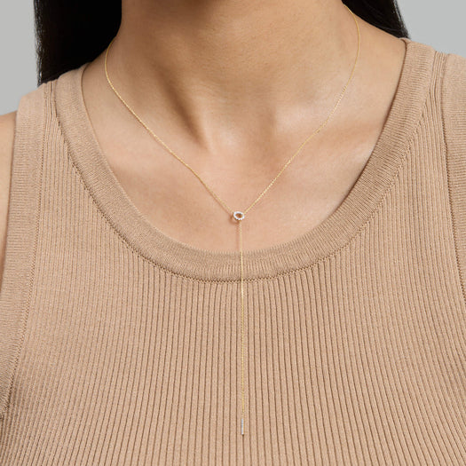 Stone And Strand Pave Diamond Open Circle Lariat Necklace