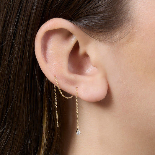 Stone And Strand Perfect Pear Diamond Threader Earrings