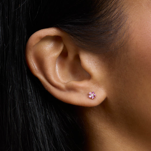 Stone And Strand Pink Sapphire And Diamond Flower Stud