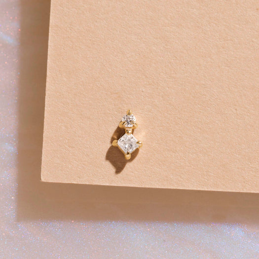 Stone And Strand Princess And Round Diamond Piercing Earring