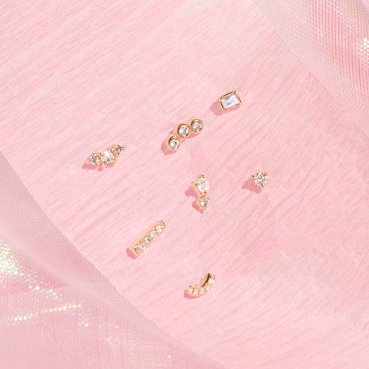 Stone And Strand Princess And Round Diamond Piercing Earring