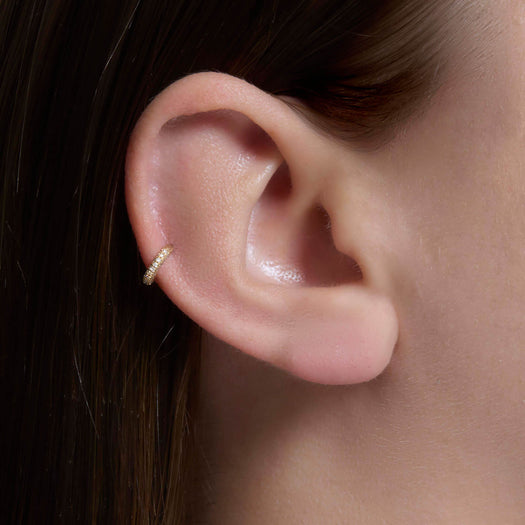 Stone And Strand Second Hole Teeny Round Micro Pave Eternity Diamond Huggie