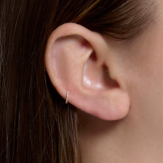 Stone And Strand Second Hole Teeny White Diamond Pave Eternity Huggie